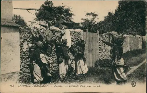 .Frankreich L'ARMÉE FRANÇAISE. Zouaves. Escalade d'un mur Patriotika France 1916