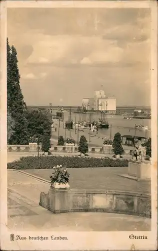Postcard Stettin Szczecin von der Hakenterrasse auf die Speicher 1937