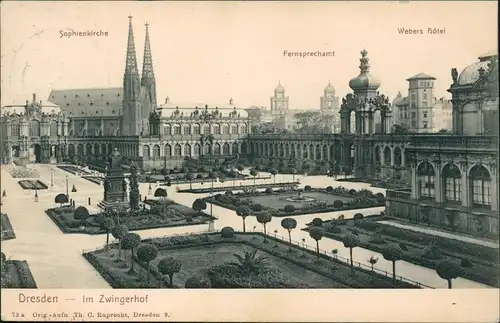 Innere Altstadt-Dresden Zwinger, Fernsprechamt, Webers Hotel 1904