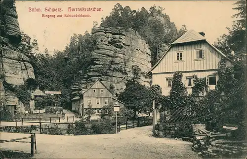 Jonsdorf (CZ) Janov Böhmische Schweiz Eingang zur Edmundsklamm 1910