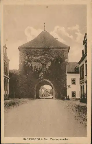 Ansichtskarte Marienberg im Erzgebirge Straßen Partie am Zschopauer Tor 1921