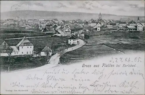 Postcard Bergstadt Platten Horní Blatná Panorama Straßenpartie 1905