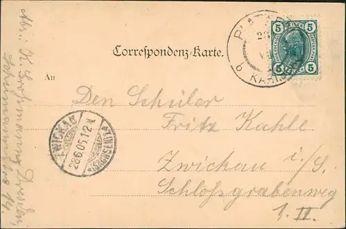 Postcard Bergstadt Platten Horní Blatná Panorama Straßenpartie 1905