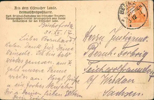 Ansichtskarte Mihla Ortsansicht Fachwerkhaus 1917