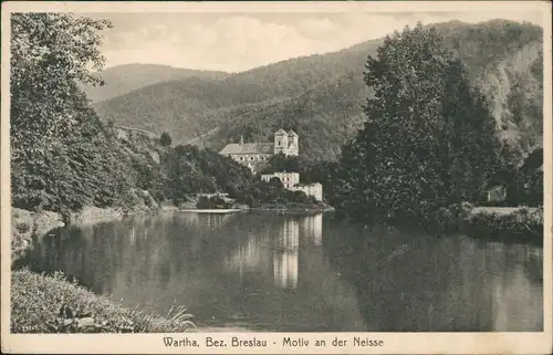 Wartha Bardo Umland-Ansicht Wartha, Bez. Breslau Motiv an der Neisse 1937/1928