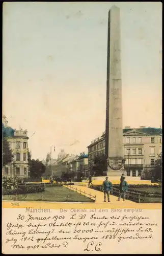 Ansichtskarte München Karolinenplatz, Obelisk 1904