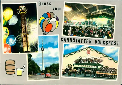 Ansichtskarte Cannstatt-Stuttgart CANNSTATTER VOLKSFEST (Mehrbildkarte) 1965