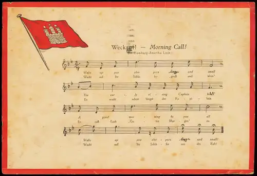 Schiffe Dampfer Steamer Hamburg Amerika Linia Weckruf Morning Call - Lied 1934