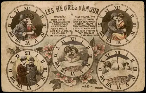 .Frankreich Patriotika France LES HEURES D'AMOUR Soldat Frau 1915