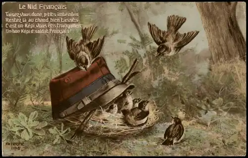 .Frankreich Patriotika France Le Nid Francais Hut über Vogelnest 1915