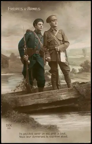 CPA .Frankreich Patriotika France FRERES D'ARMES Soldaten WK1 1916
