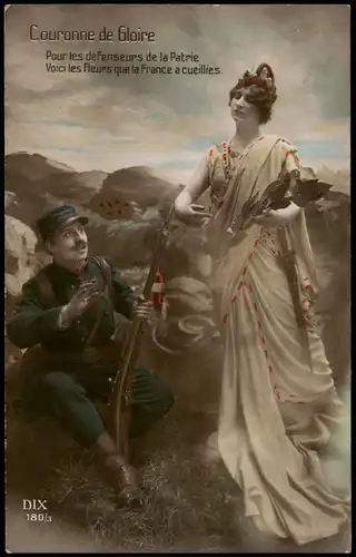 .Frankreich Patriotika France Couronne de Gloire Frau Soldat 1915
