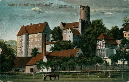 Ansichtskarte Gnandstein-Kohren-Sahlis Burg Gnandstein bei Mondschein 1917