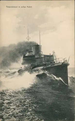 Schiffe Schifffahrt - Kriegsschiffe Marine Torpedoboot in voller Fahrt 1914