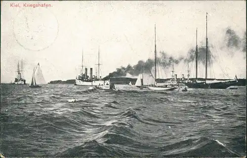 Ansichtskarte Kiel Kriegshafen, Dampfer 1907