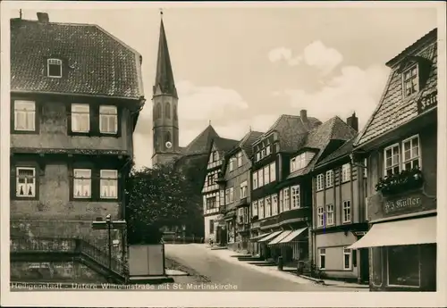 Heiligenstadt Untere Wilhelmstraße mit St. Martinskirche, Geschäft Müller 1939