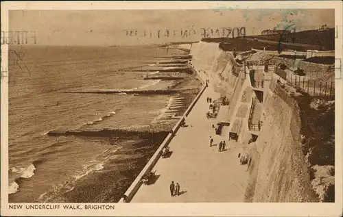 Postcard Brighton New undercliff walk 1934
