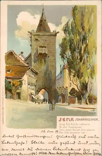 Ansichtskarte Jena Johannistor - Künstlerkarte 1899