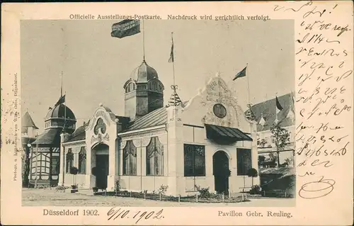 Düsseldorf Officielle Ausstellungs-Postkarte Pavillon Gebr. Reuling 1902