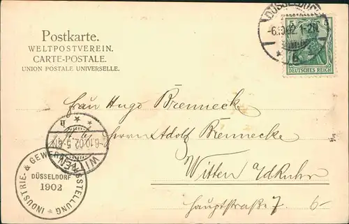 Düsseldorf Officielle Ausstellungs-Postkarte Pavillon Gebr. Reuling 1902
