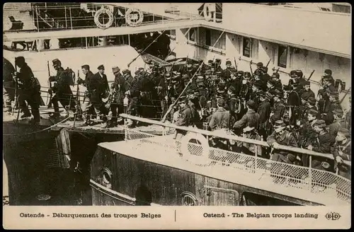 Ostende Oostende Débarquement des troupes Belges Militaria WK1 1916