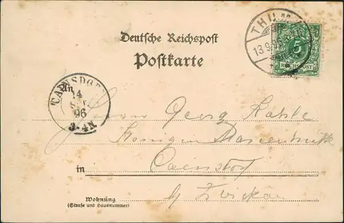 Ansichtskarte Thum Greifenstein, Gasthaus - Sachsen Vorläufer AK 1896