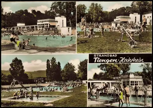 Tiengen Strandbad Freibad Mehrbildkarte viele Besucher im Bad 1974/1965