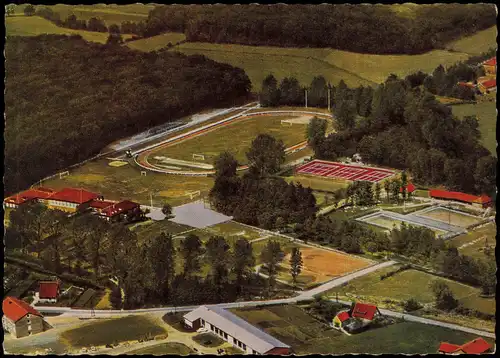Westerstede Hössensportanlage Stadion vom Flugzeug aus, Luftaufnahme 1975