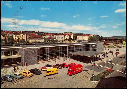 Pforzheim Hauptbahnhof Bahnhof Vorplatz Autos u.a. VW Käfer u. Bulli 1963