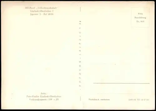 Limbach-Oberfrohna HO-Hotel Völkerfreundschaft Jägerstr. 2 zur DDR-Zeit 1963