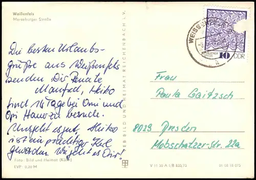 Ansichtskarte Weißenfels Merseburger Straße zur DDR-Zeit 1975/1973