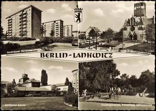 Lankwitz-Berlin Mehrbild-AK Hochhäuser Havensteinstraße Beethoven-Schule 1970