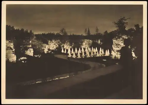 Ansichtskarte Stuttgart Reichsgartenschau Abendstimmung im Tal der Rosen 1939