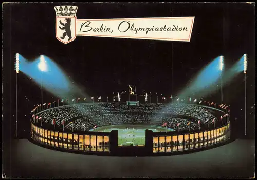 Ansichtskarte Berlin Olympiastadion bei Flutlicht, Reichssportfeld 1969