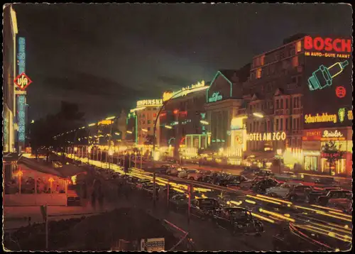 Charlottenburg-Berlin Kurfürstendamm Abend, bei Nacht, Autos Leuchtreklame 1955