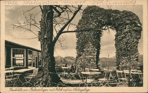 Rolandswerth-Remagen Gaststätte am Rolandsbogen mit Blick auf das Shebengebirge 1935