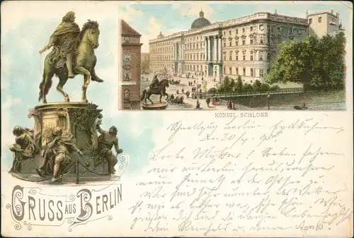 Ansichtskarte Litho AK Berlin Gruss aus 2 Bild Schloß 1895
