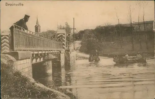 Brainville Ortsansicht Grande Guerre I. Soldaten am Fluss  1. Weltkrieg 1915