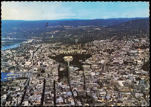 Oslo Kristiania Luftbild, Totalansicht vom Flugzeug aus, Aerial View 1972
