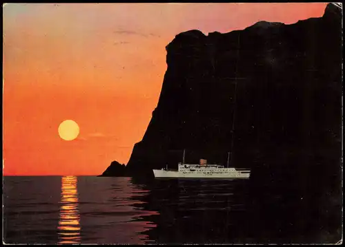 Nordkap Davvinjárgga Nordkap Nordkapp profilen i midnattsol,   North Cape 1972