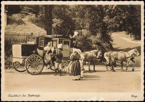 Postcard Karlsbad Karlovy Vary Postkutsche Pferde-Kutsche 1930
