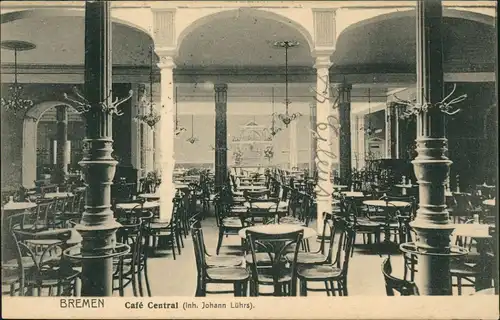 Ansichtskarte Bremen Café Central (Inh. Johann Lührs) - Saal 1908