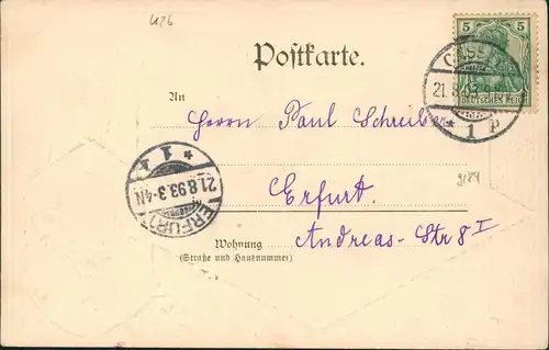 Ansichtskarte Kassel Aue mit Regierungsgebäude - Heraldik 1903 Prägekarte