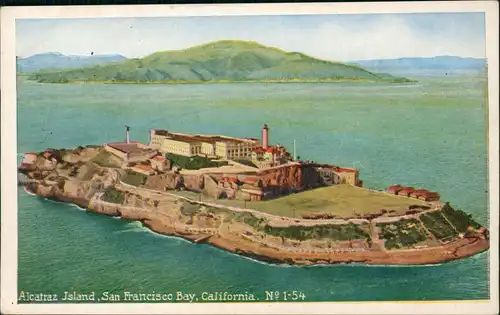 Postcard San Francisco Alcatraz - Areal view Luftbild 1939