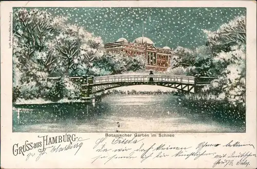 Ansichtskarte Hamburg Botanischer Garten im Schnee 1898