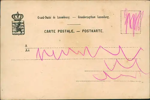Luxemburg 2 Bild Stadt und Liedtext D'Letzeburger (de Feierwon.) 1912