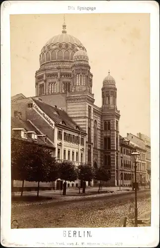 Ansichtskarte Berlin Neue Synagoge, Straße CDV-Foto Judaika 1882 Kabinettfoto