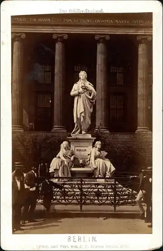 Ansichtskarte Berlin Das Schiller-Denkmal, belebt CDV-Foto 1882 Kabinettfoto