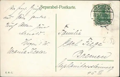 Ansichtskarte Köln Strassen Partie am Severintor 1913   gel  Stempel HAGEN