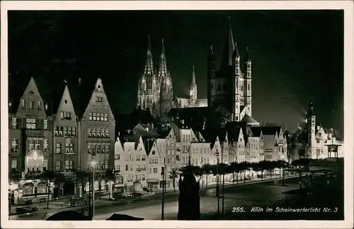 Ansichtskarte Köln Stadt-Panorama im Scheinwerferlicht 1939